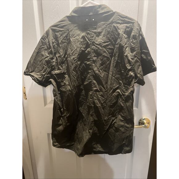 VTG Guess Mens XL Black Y2K Button Up Military Camp Utility Western Shirt - Picture 6 of 6